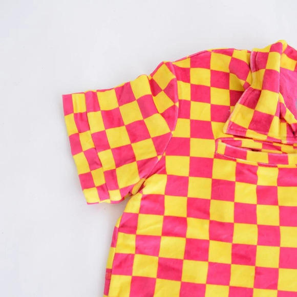 Anti Social Social Club Pink Yellow Checker Velour 2 Piece Pajamas 100% Cotton S - Picture 8 of 16